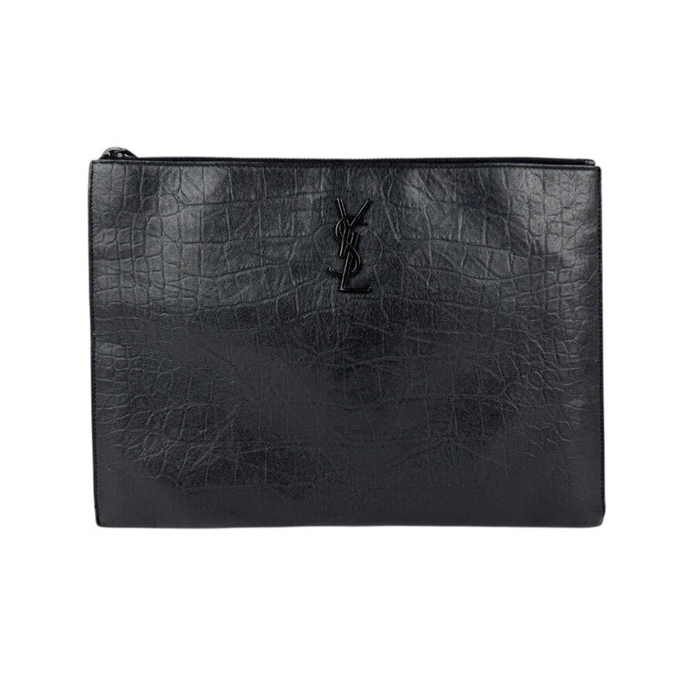 Saint Laurent clutch bag embossed leather black